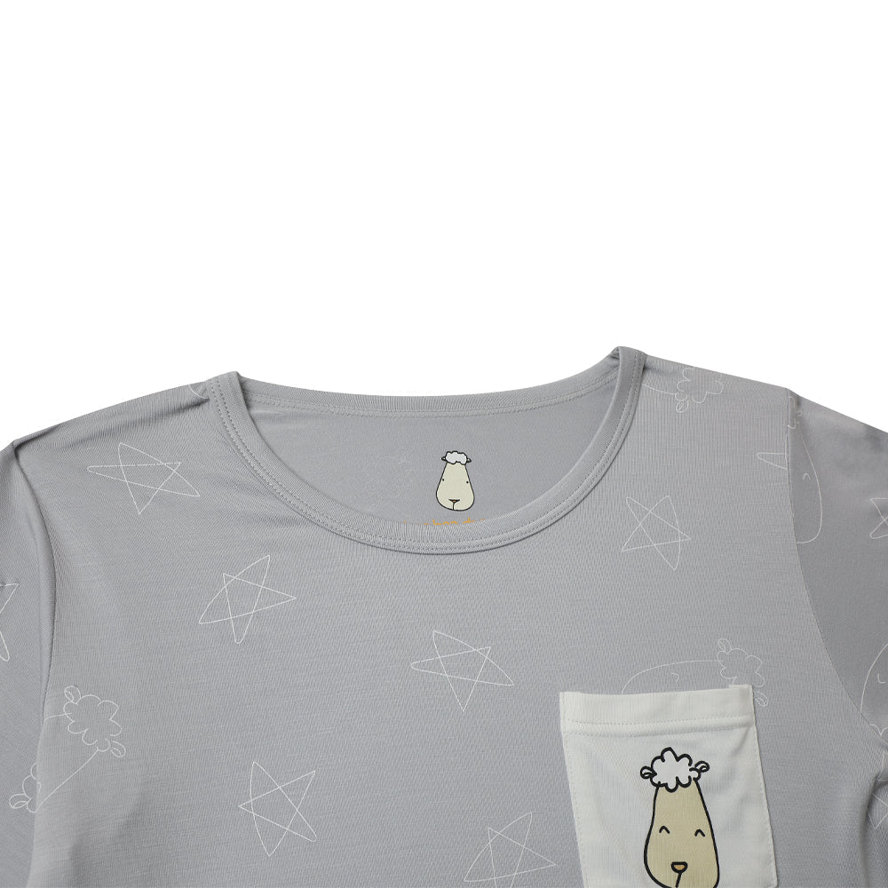 Baa Baa Sheepz Baby Long Sleeve Pyjama Set - Cute Big Star & Head Grey (6 Sizes)