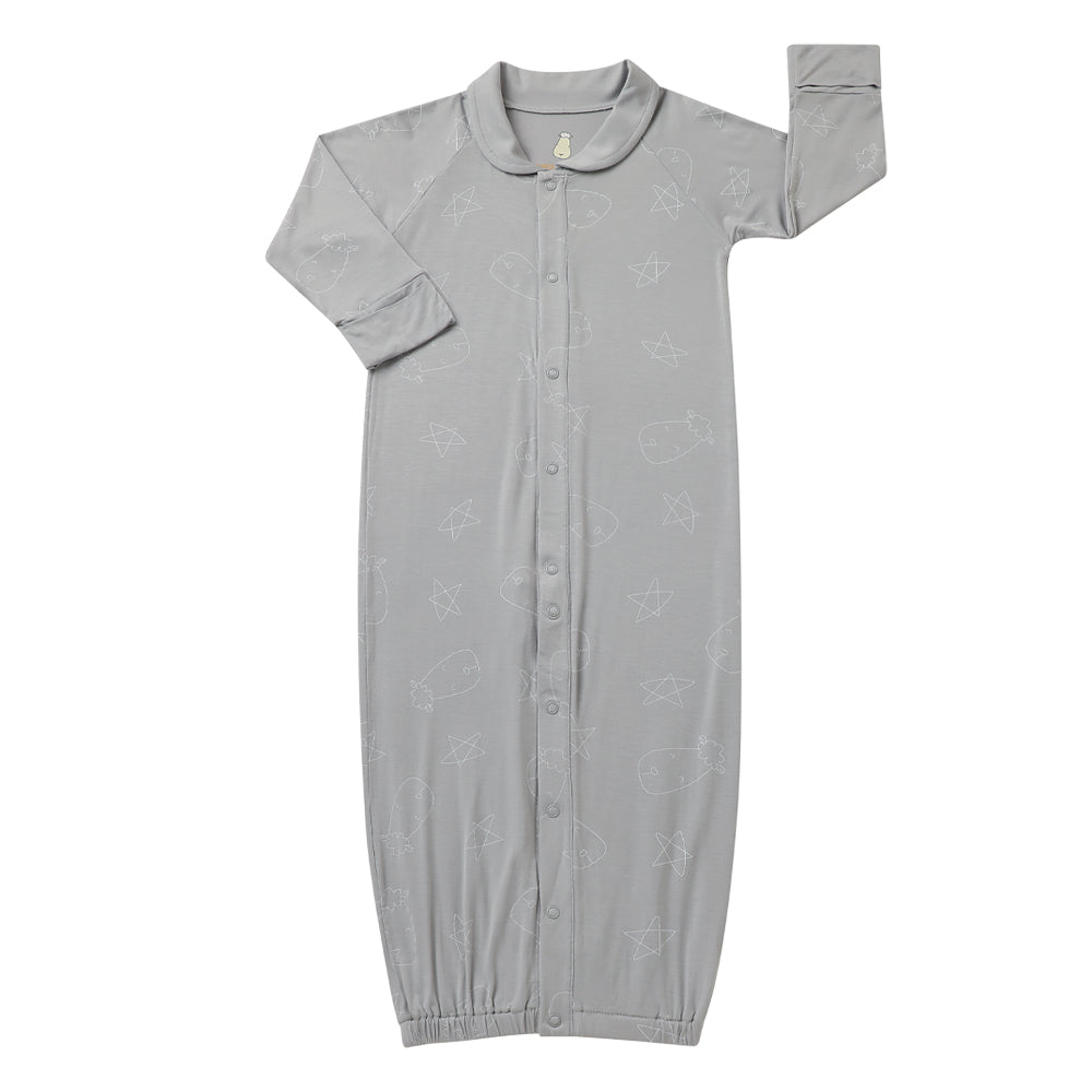 Baa Baa Sheepz Convertible Gown & Romper - Cute Big Star & Head Grey (4 Sizes)