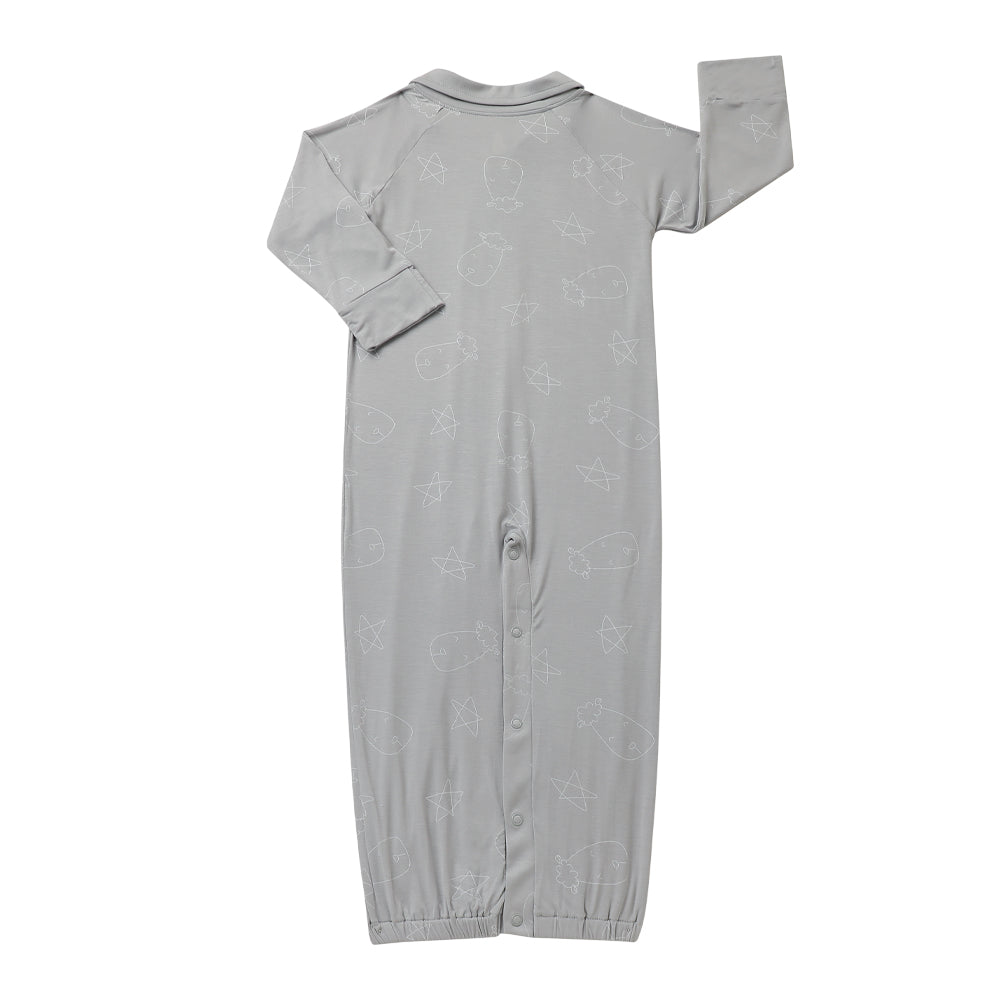 Baa Baa Sheepz Convertible Gown & Romper - Cute Big Star & Head Grey (4 Sizes)