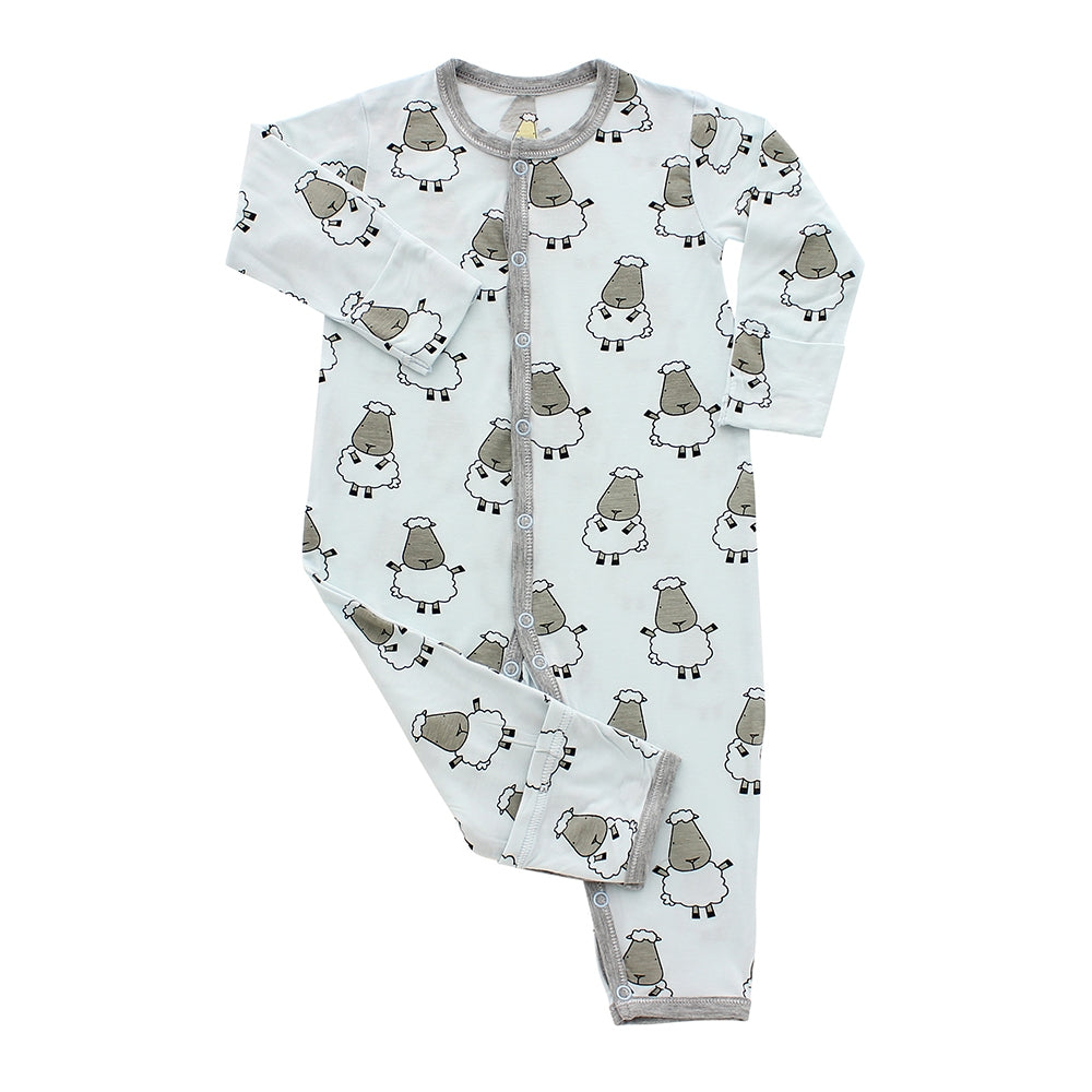 Baa Baa Sheepz Baby Middle Snap Romper - Big Sheep Blue (3 Sizes)
