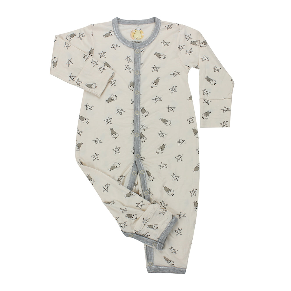 Baa Baa Sheepz Baby Middle Snap Romper - Small Star & Sheep Yellow (Multiple Sizes)