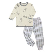 Baa Baa Sheepz Baby Long Sleeve Pyjama Set - Big Star & Sheep Yellow/Checkers Grey
