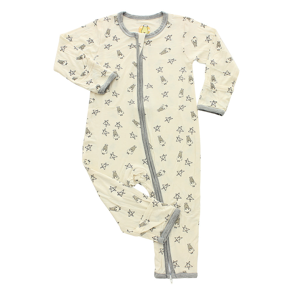 Baa Baa Sheepz Baby Zip Romper - Small Sheep & Star Yellow (4 Sizes)
