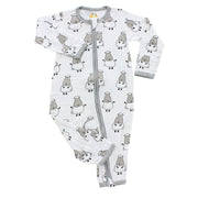 Baa Baa Sheepz Baby Zip Romper - Big Sheep White w Grey Border