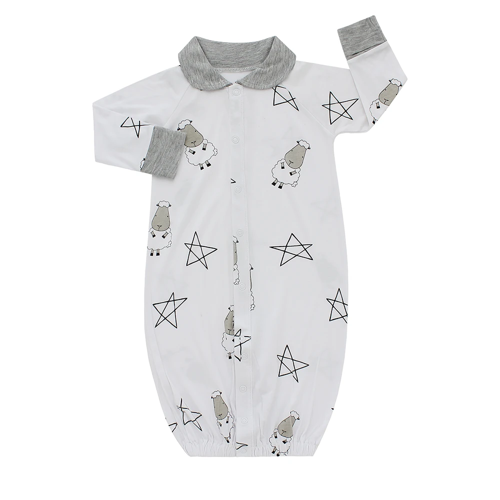 Baa Baa Sheepz Convertible Gown & Romper - Big Star & Sheep White (2 Sizes)