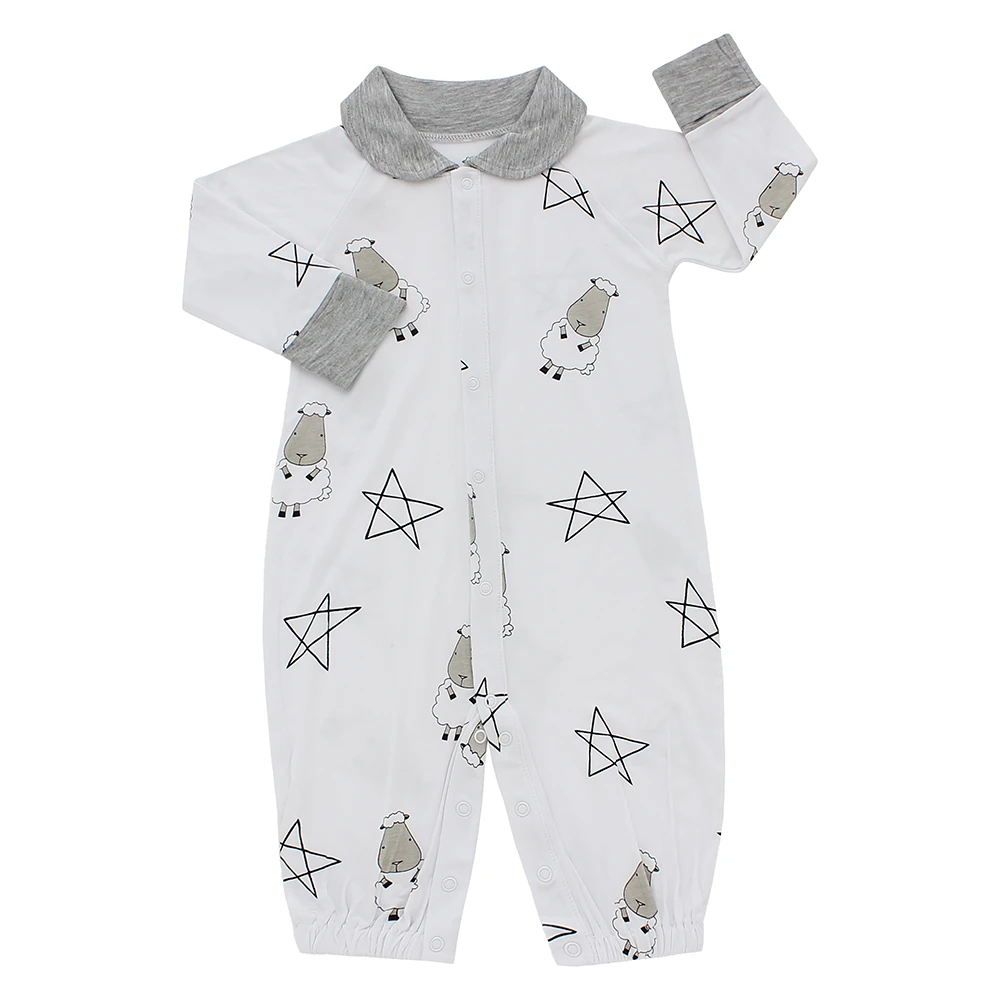 Baa Baa Sheepz Convertible Gown & Romper - Big Star & Sheep White (2 Sizes)
