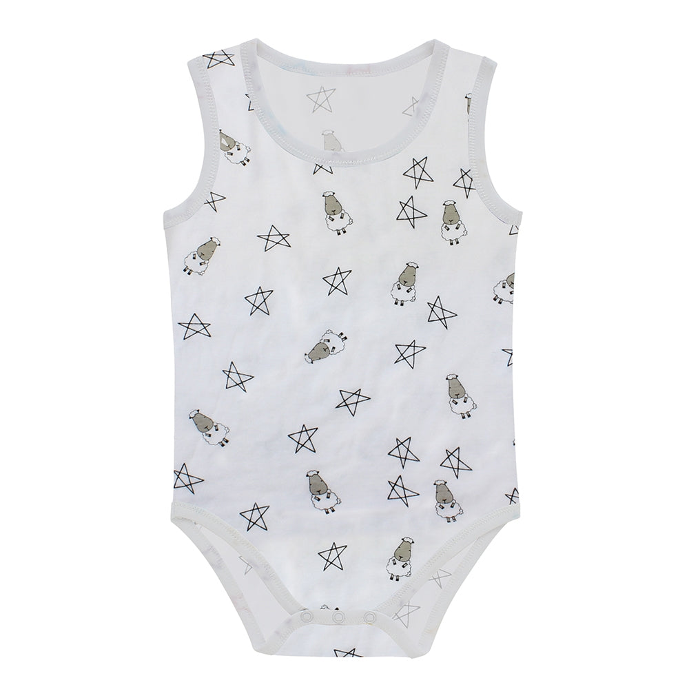Baa Baa Sheepz Baby Bamboo Onesie - Small Star & Sheep White (4 Sizes)