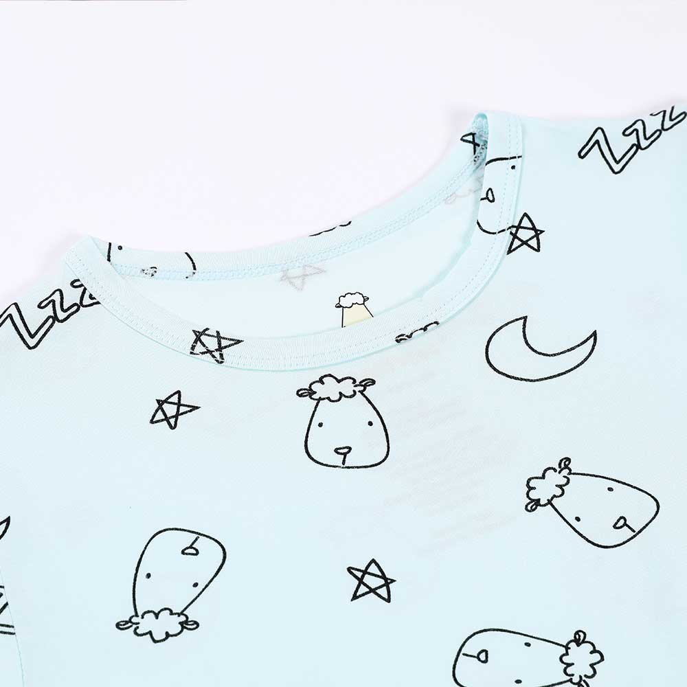 Baa Baa Sheepz Short Sleeve Tiered Dress - Sweet Dreams Baa Baa Blue