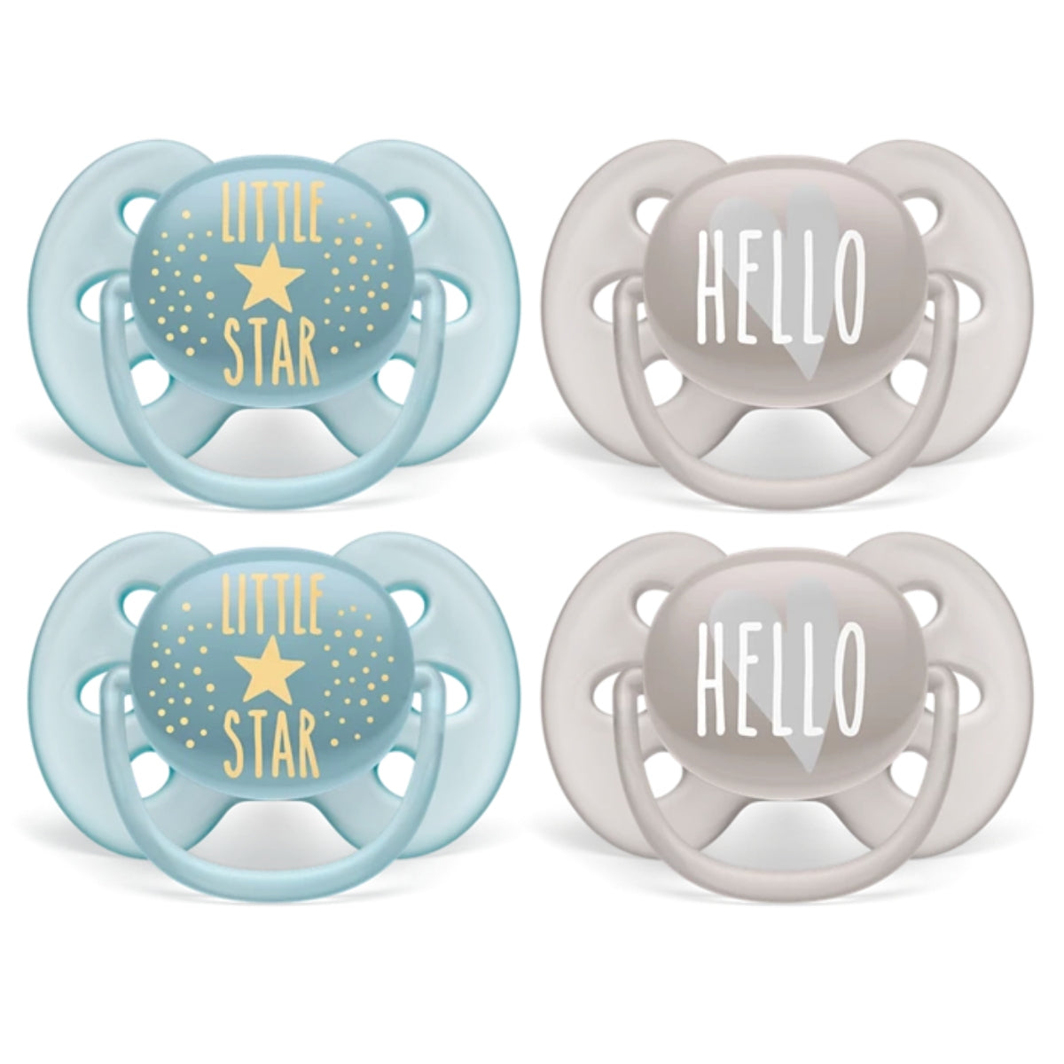 Philips Avent Ultra Soft Pacifiers, 4pk - 6-18M - Little Star/Hello