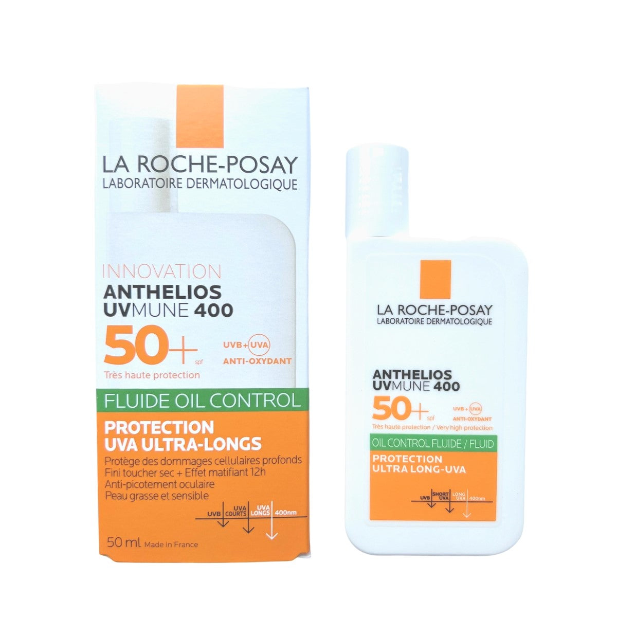 La Roche-Posay Anthelios UVMune 400 Fluid Oil Control Sunscreen, SPF50+  - Made in France - Exp 07/27