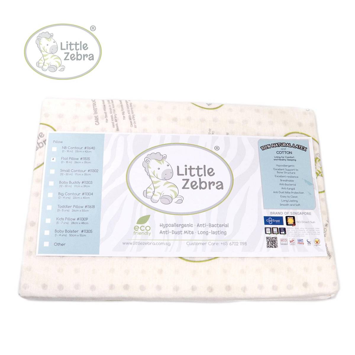 Little Zebra Newborn Baby Flat Latex Pillow (25 x 36 cm)