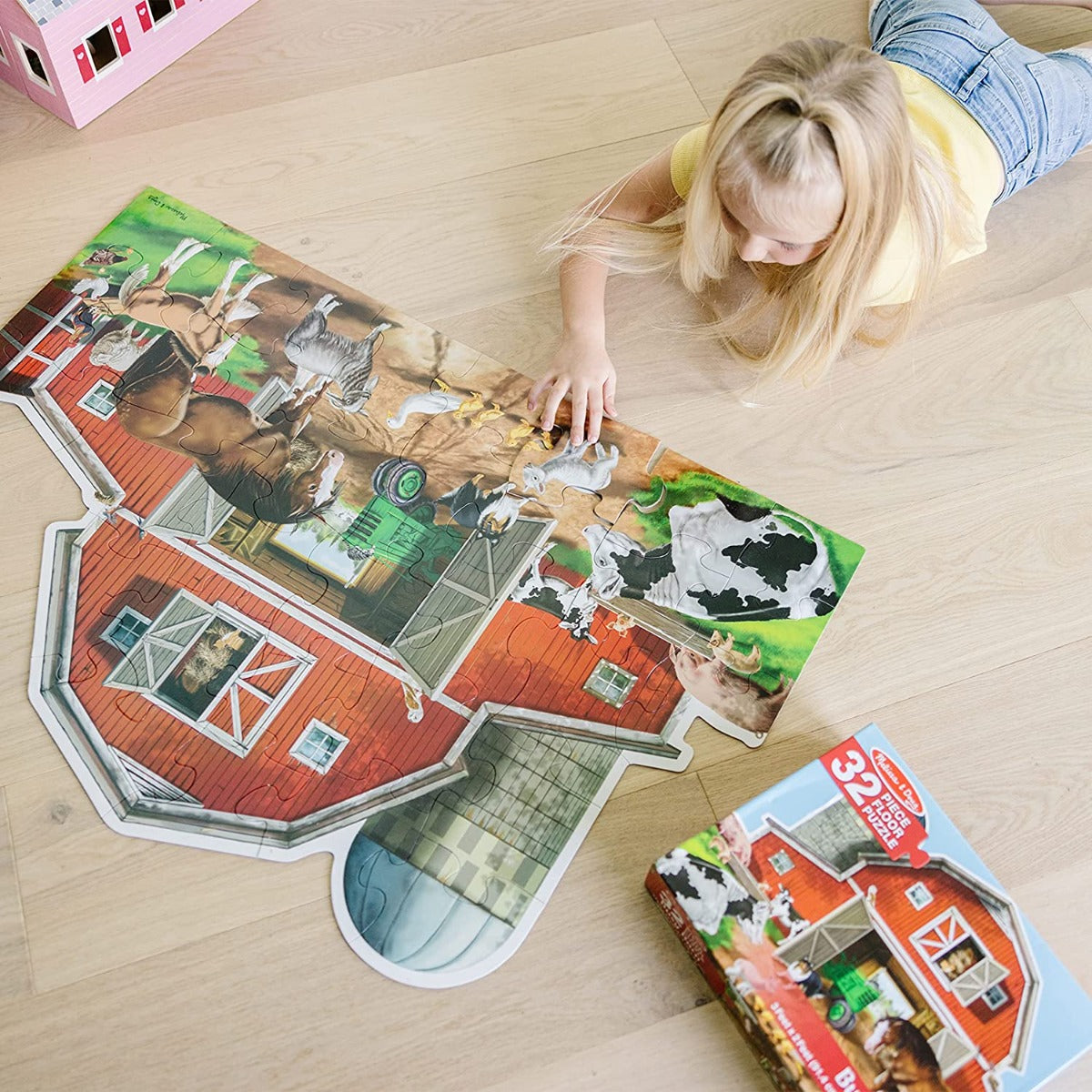 Melissa & Doug Floor Puzzle, 32 Pcs - Barn-Shaped