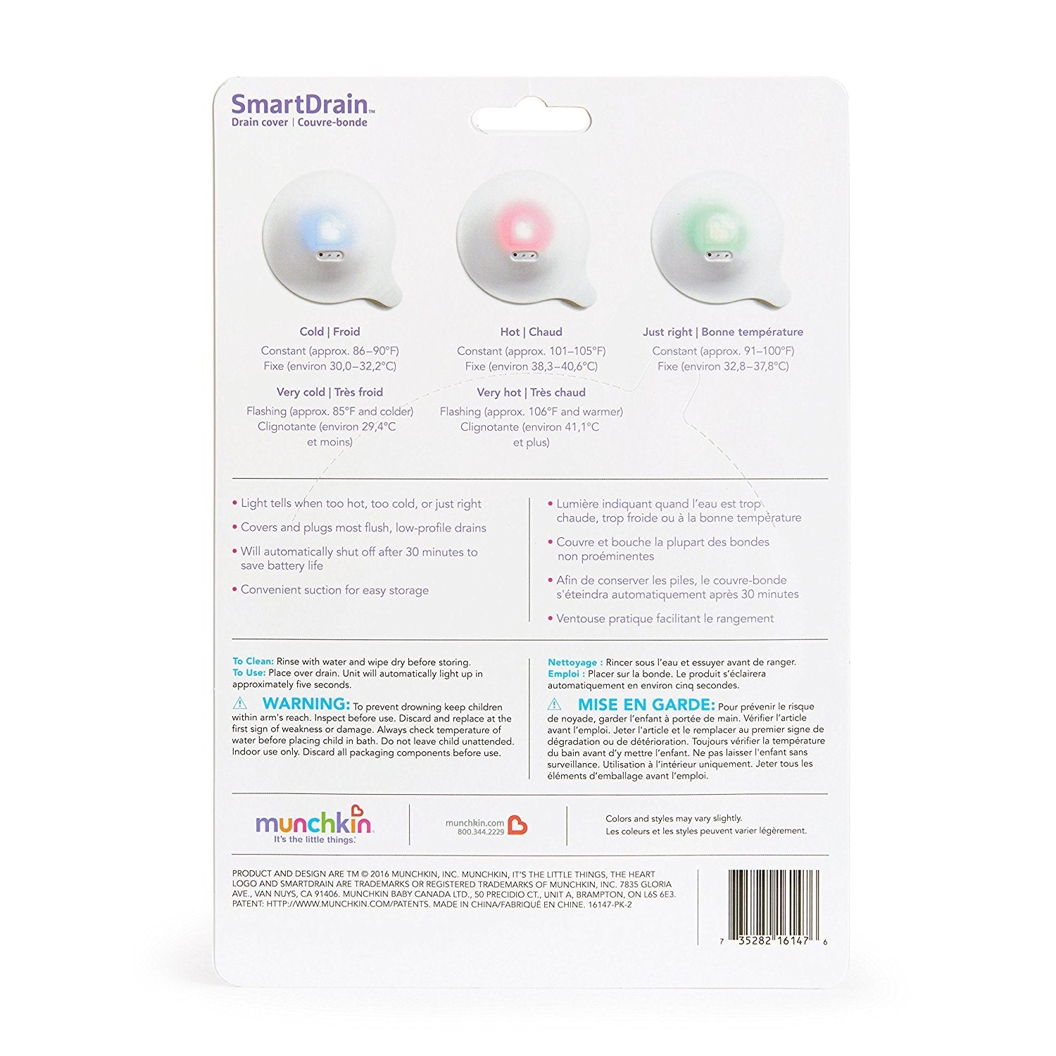 Munchkin SmartDrain Thermometer Drain Cover
