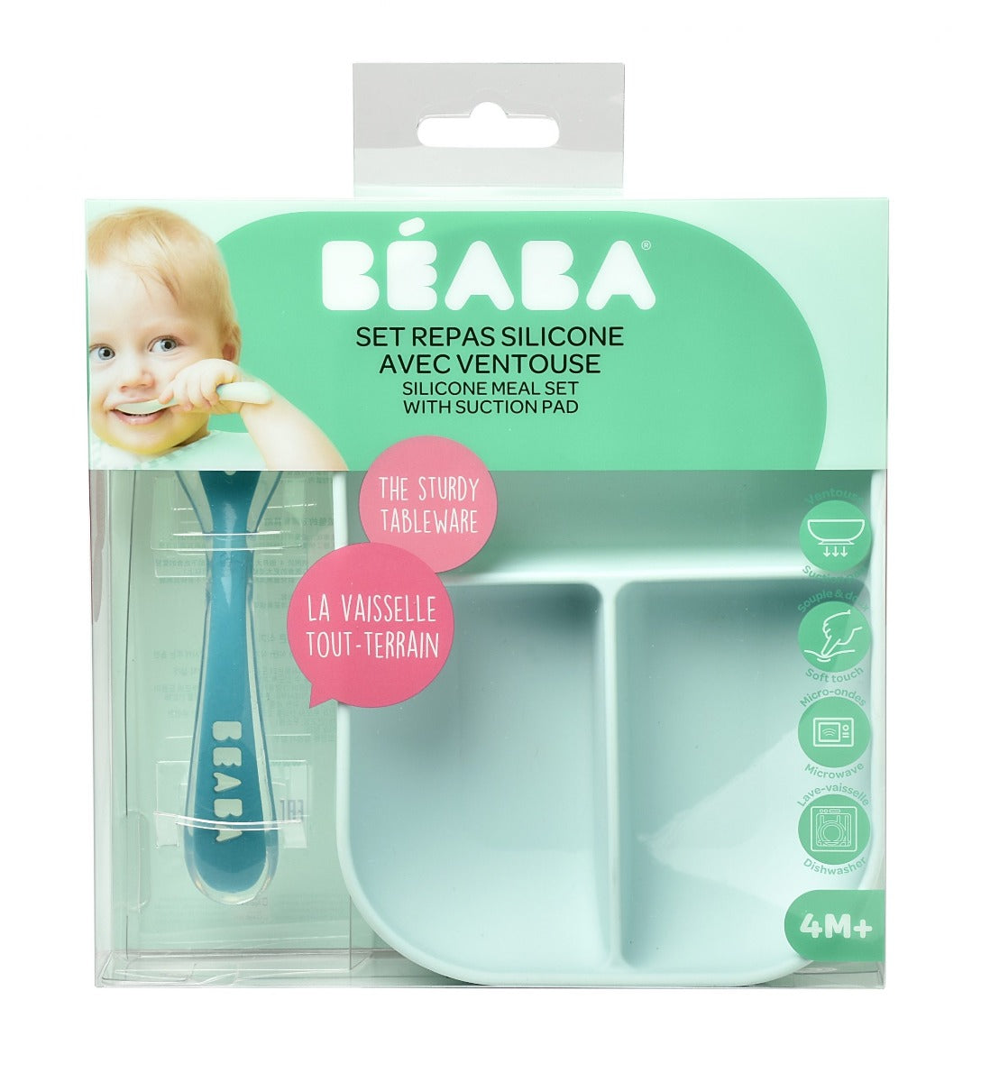 Beaba Silicone Divided Baby Plate & Spoon (3 Colours) - Pupsik Singapore