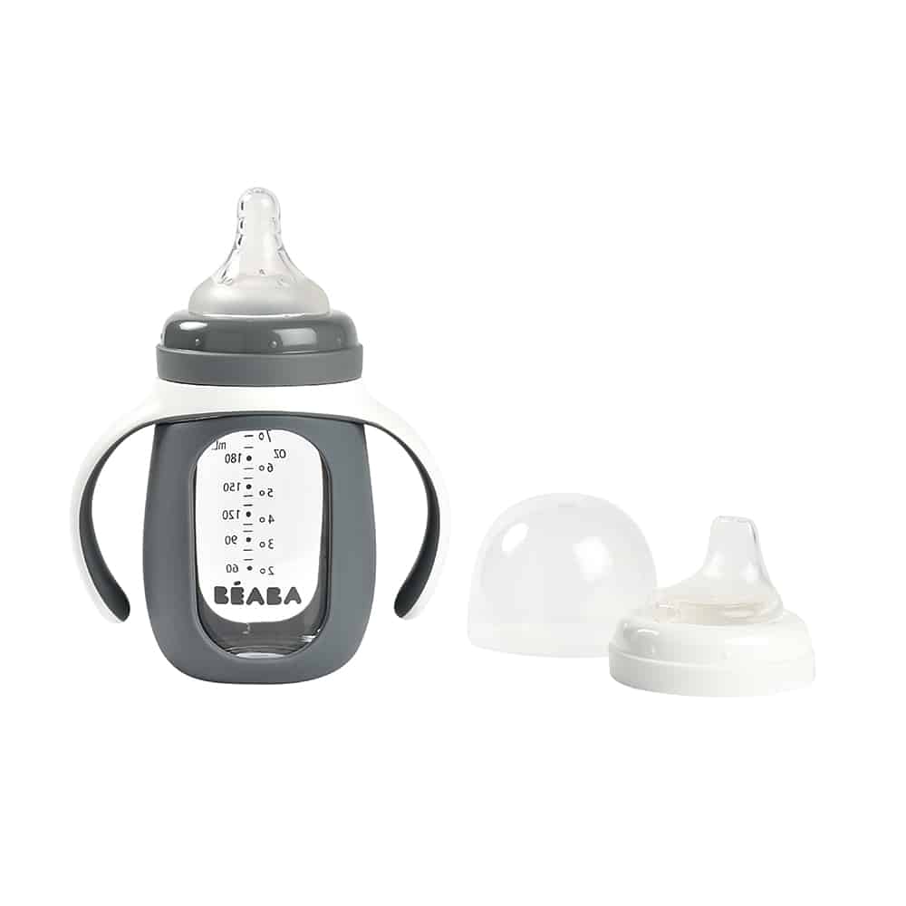 Beaba 2-in-1 Glass Training Cup with Silicone Sleeve, 210ml (4 Colors) - Pupsik Singapore