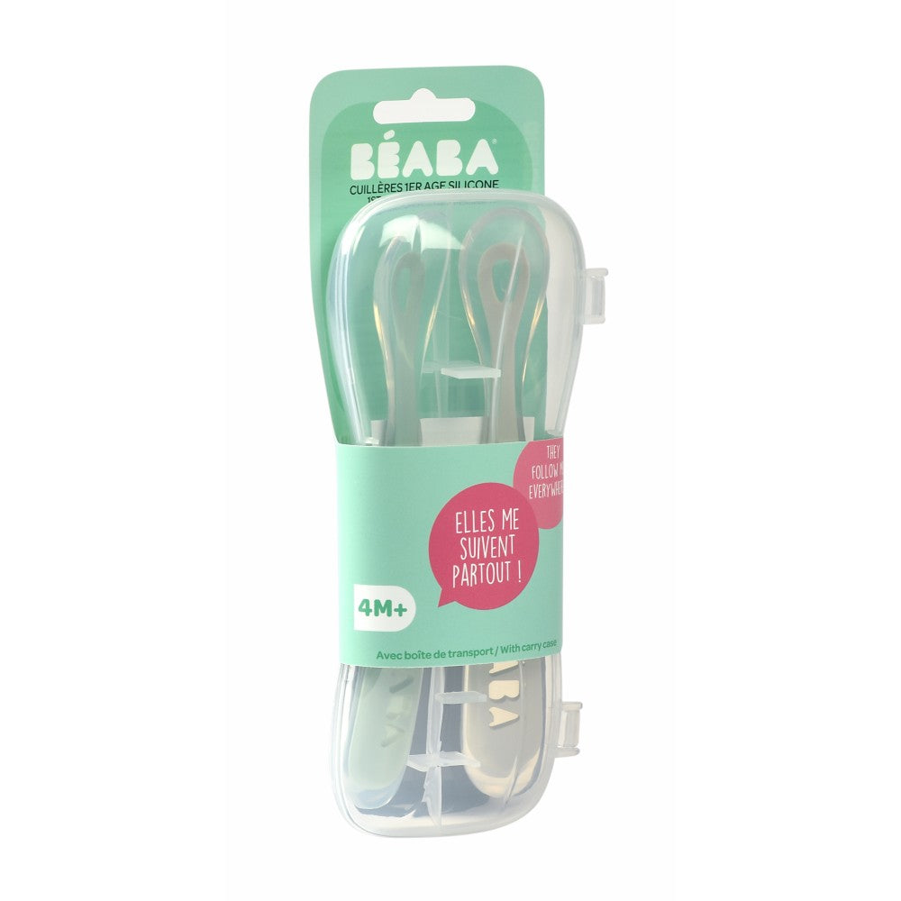 Beaba 1st Age Silicone Spoons, 2pk (3 colours) - Pupsik Singapore