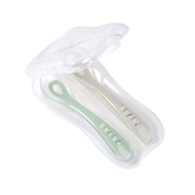 Beaba Ergonomic 2nd Age Ergonomic Silicone Spoon, 2pk - Grey/Sage Green - Pupsik Singapore