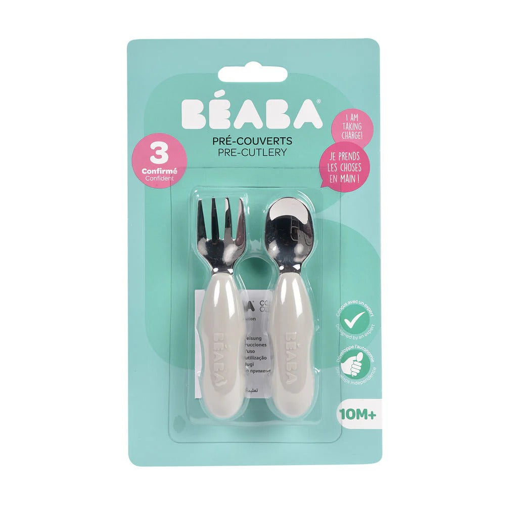 Beaba Stainless Steel Pre-Cutlery Fork & Spoon Set, 2pk (4 Colors)