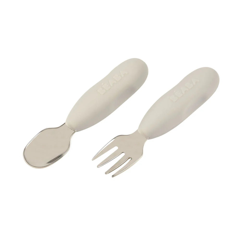 Beaba Stainless Steel Pre-Cutlery Fork & Spoon Set, 2pk (4 Colors)