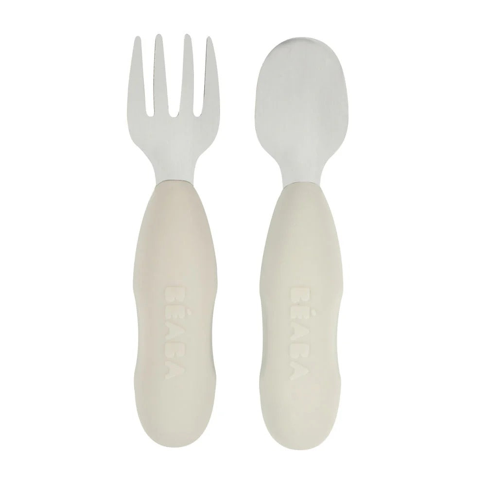 Beaba Stainless Steel Pre-Cutlery Fork & Spoon Set, 2pk (4 Colors)