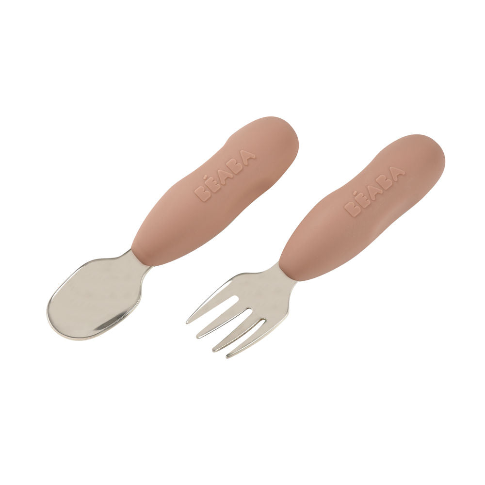 Beaba Stainless Steel Pre-Cutlery Fork & Spoon Set, 2pk (2 Colors)