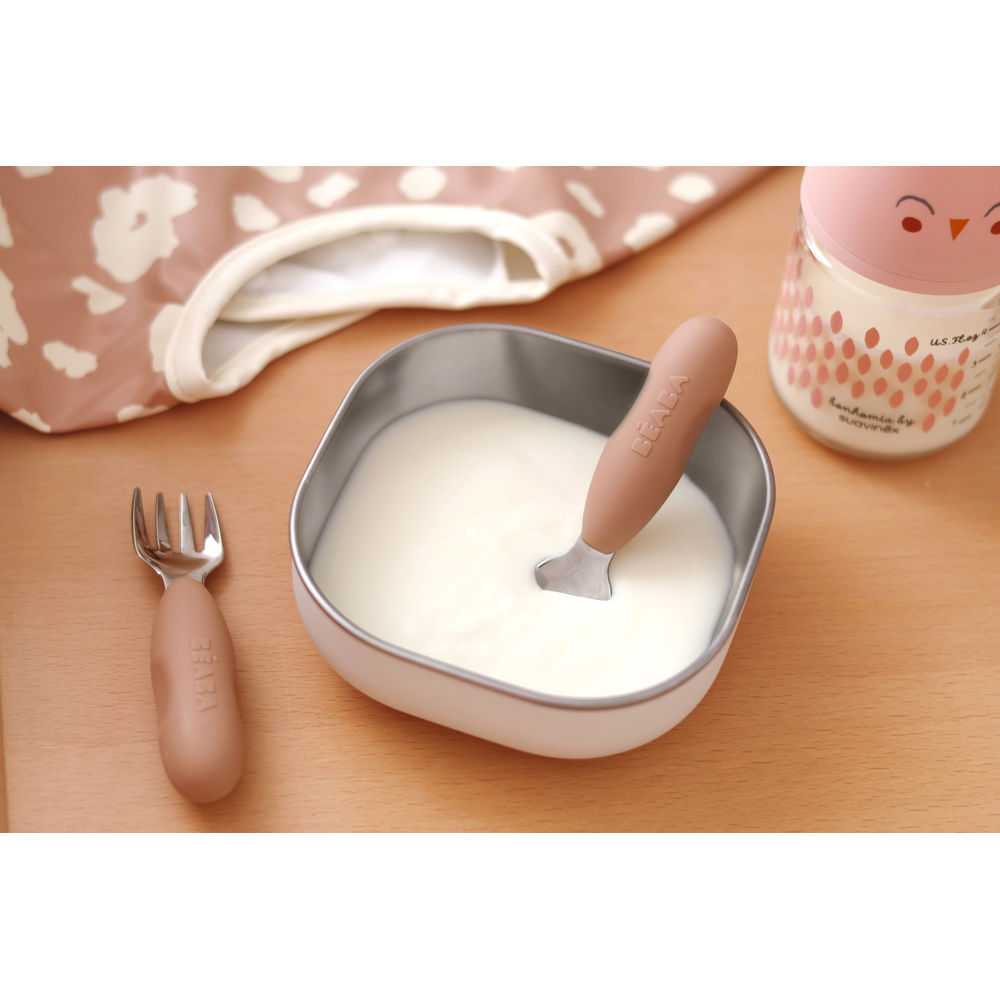 Beaba Stainless Steel Pre-Cutlery Fork & Spoon Set, 2pk (2 Colors)