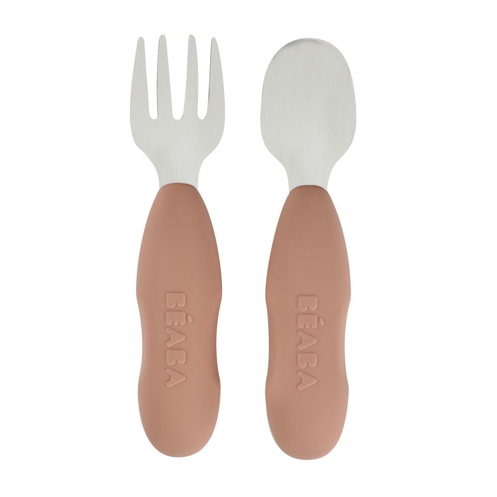 Beaba Stainless Steel Pre-Cutlery Fork & Spoon Set, 2pk (2 Colors)