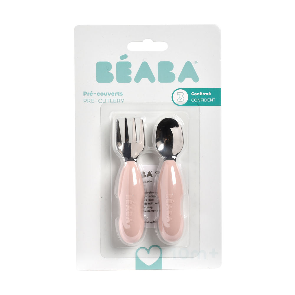 Beaba Stainless Steel Pre-Cutlery Fork & Spoon Set, 2pk (2 Colors)