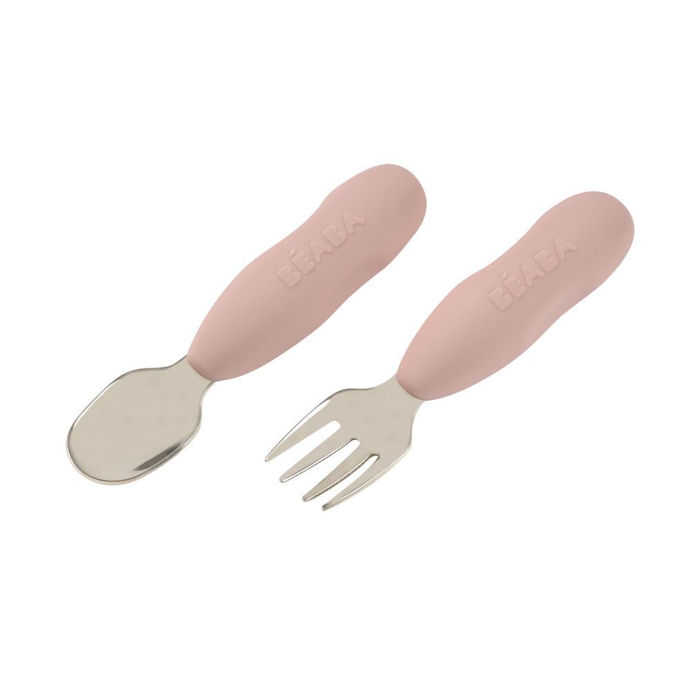 Beaba Stainless Steel Pre-Cutlery Fork & Spoon Set, 2pk (2 Colors)