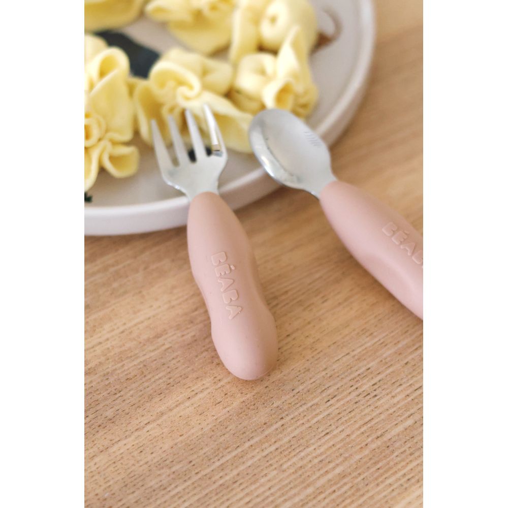 Beaba Stainless Steel Pre-Cutlery Fork & Spoon Set, 2pk (2 Colors)