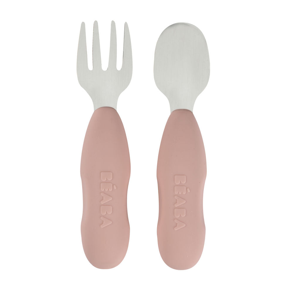 Beaba Stainless Steel Pre-Cutlery Fork & Spoon Set, 2pk (2 Colors)