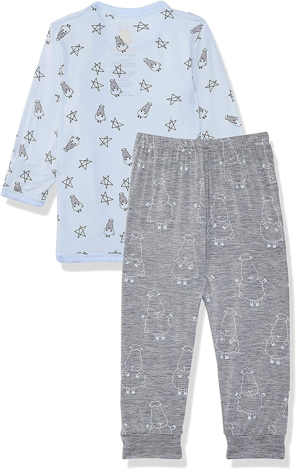 Baa Baa Sheepz Baby Long Sleeve Pyjama Set - Small Star & Sheep Blue/Big Sheep Grey (2 Sizes)