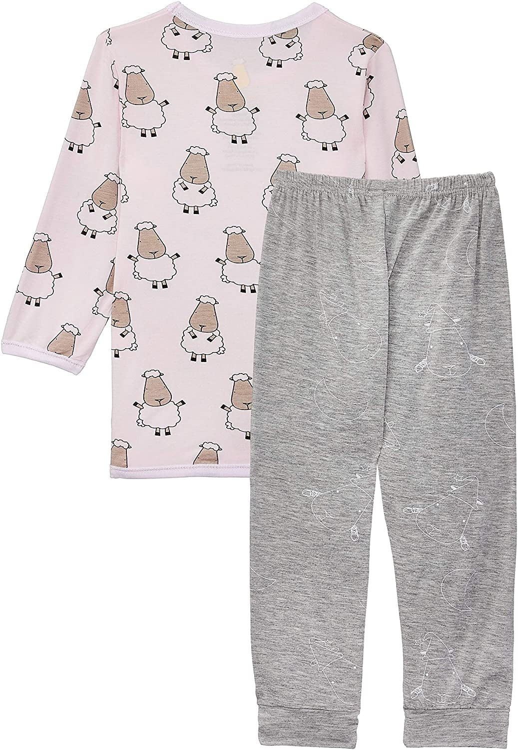 Baa Baa Sheepz Baby Long Sleeve Pyjama Set - Big Sheep Pink/Big Moon & Sheep Grey