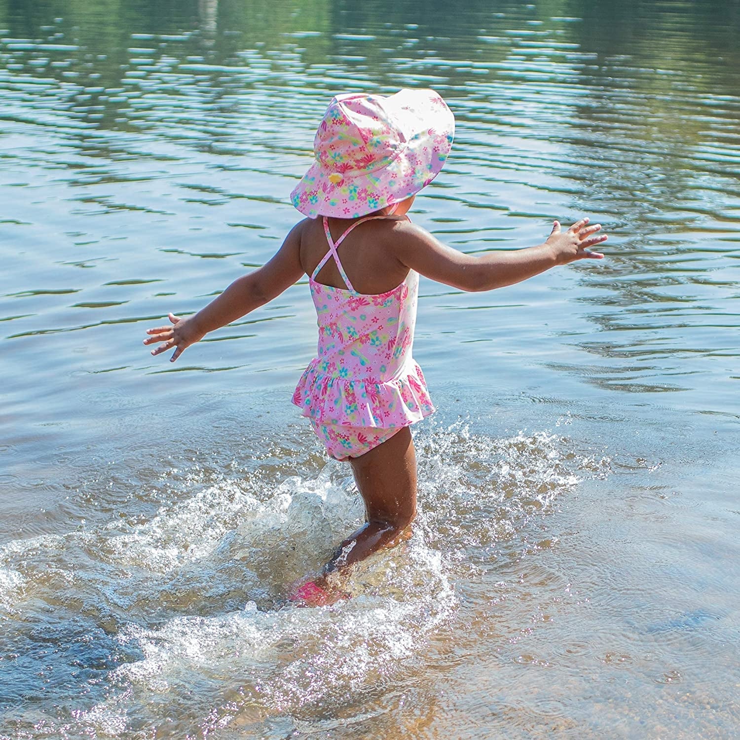 IPlay Brim Sun Protection Hat - Light Pink Dragonfly Floral (2 Sizes)