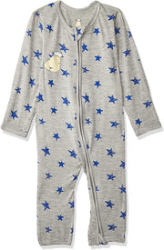 Baa Baa Sheepz Baby Zip Romper - Blue Star Grey