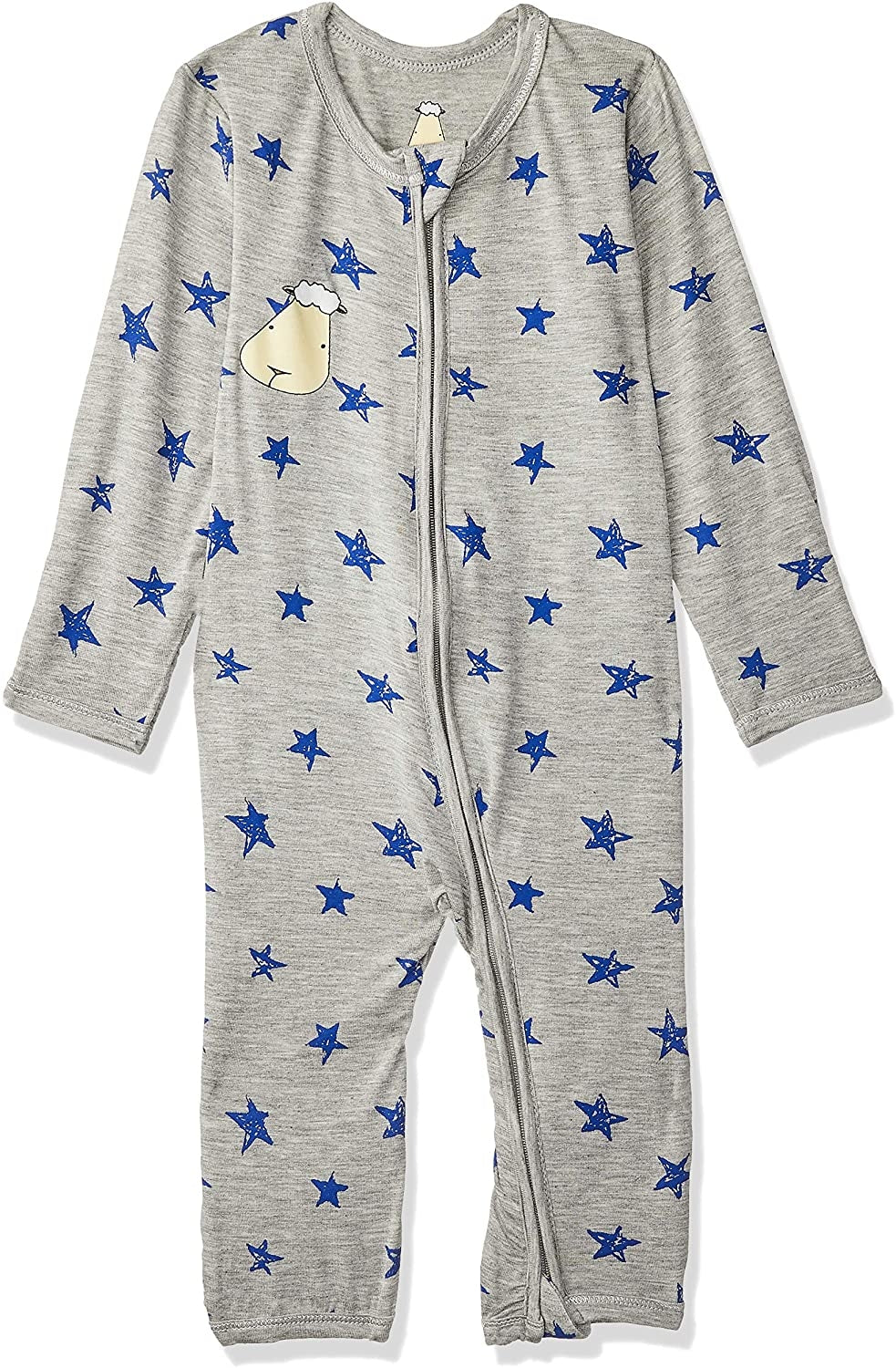 Baa Baa Sheepz Baby Zip Romper - Blue Star Grey