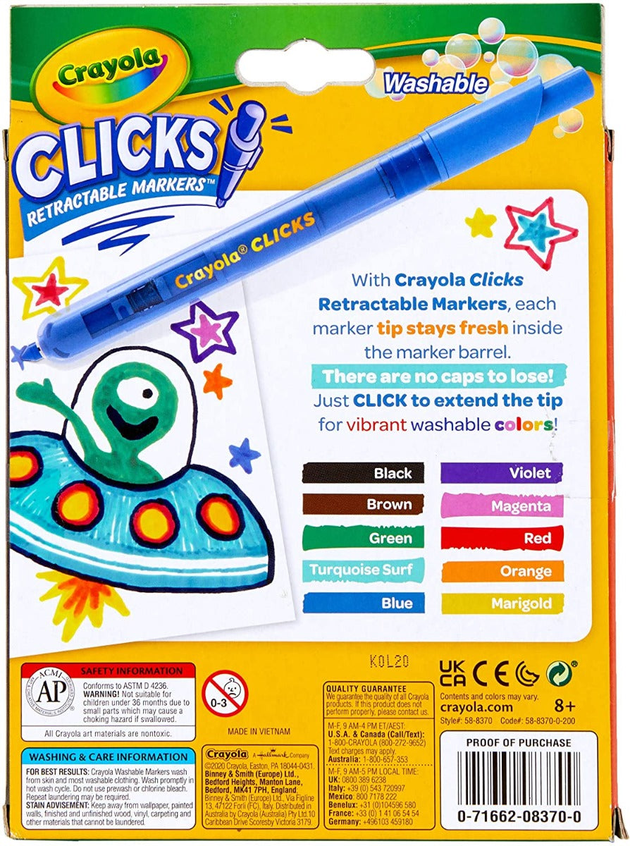 Crayola Clicks Retractable Markers, 10ct
