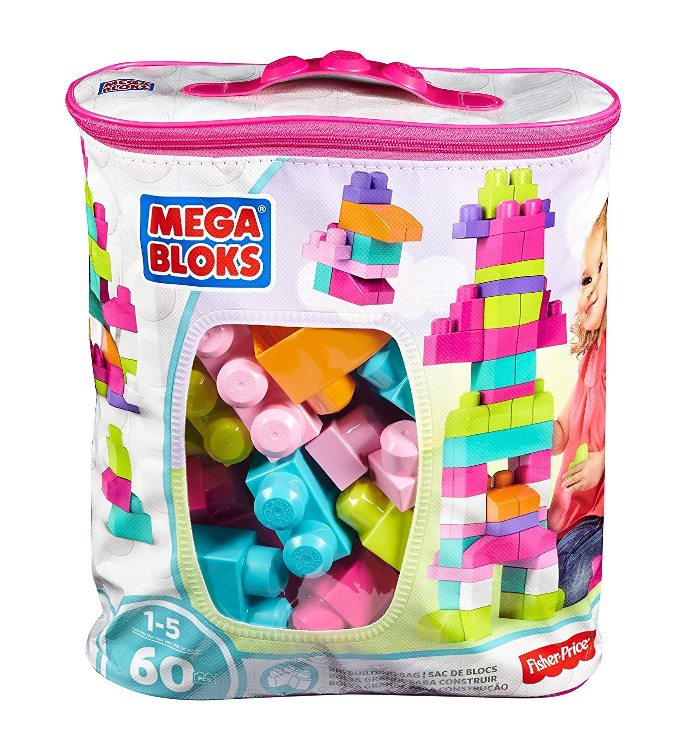 Mega Bloks First Builders Big Building Bag, 60pcs - Pink