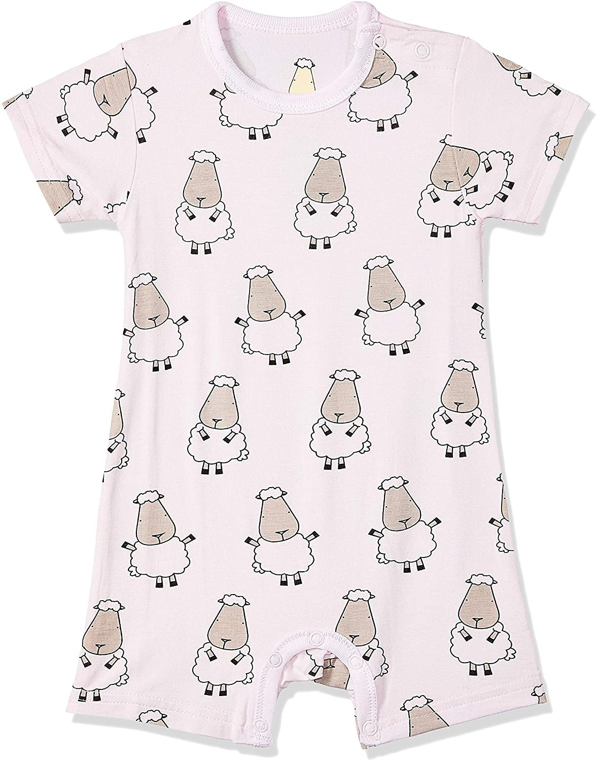 Baa Baa Sheepz Baby Short Sleeve Romper - Big Sheep Pink