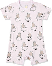Baa Baa Sheepz Baby Short Sleeve Romper - Big Sheep Pink