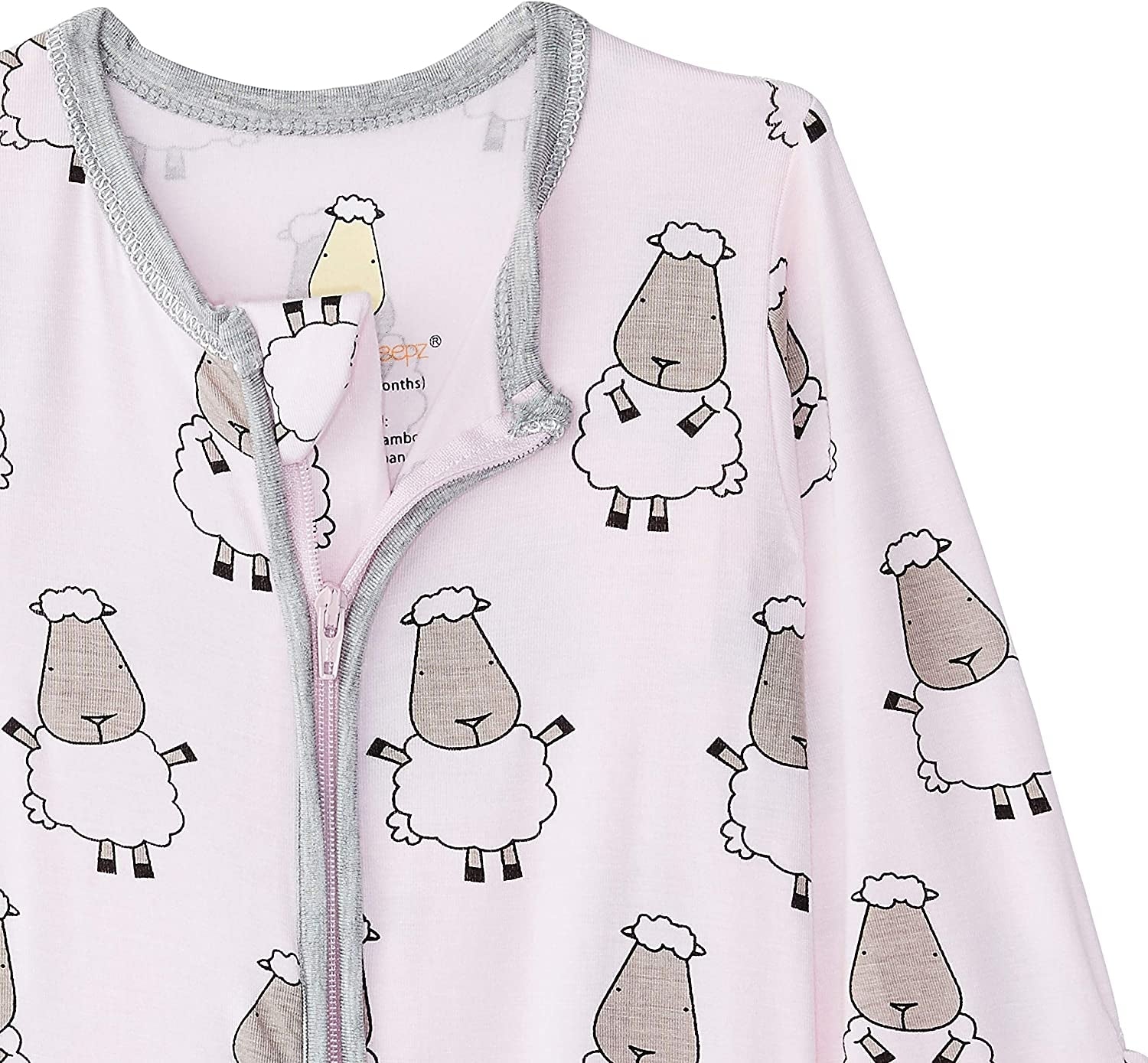 Baa Baa Sheepz Baby Zip Romper - Pink Big Sheep & Grey Border (4 Sizes)