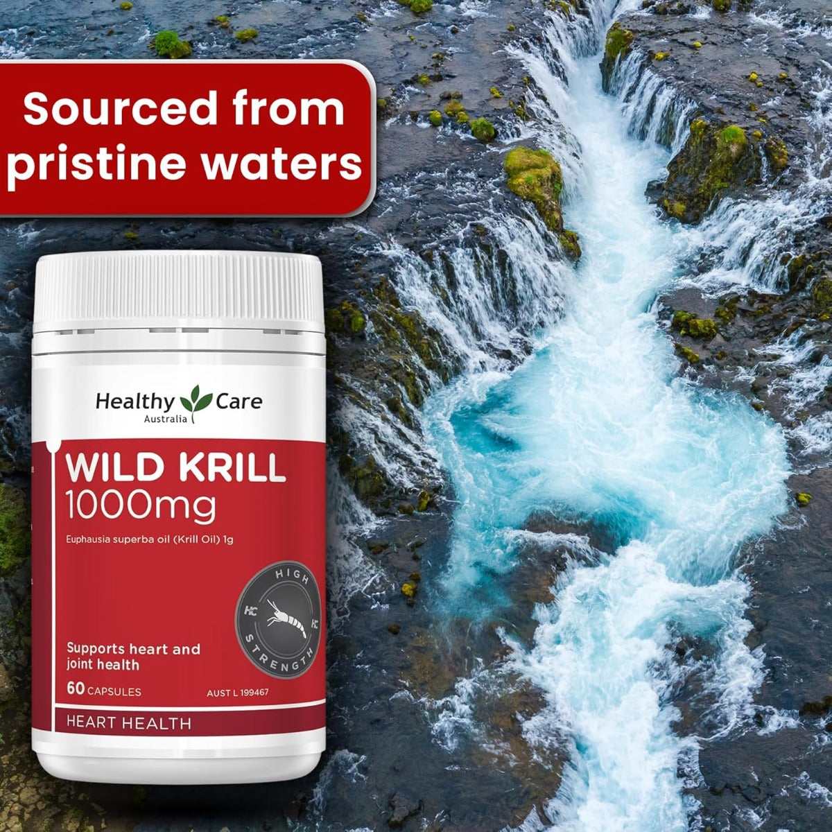 Healthy Care Wild Krill 1000mg, 60 Caps (Exp 04/26)
