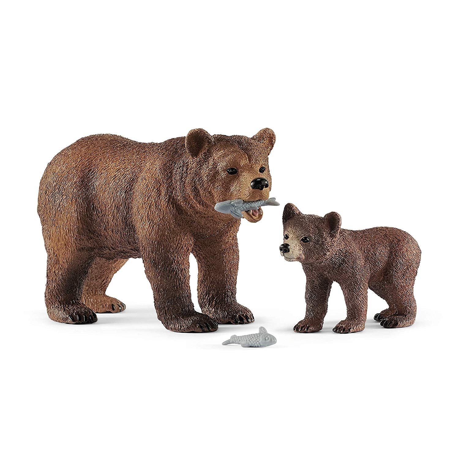 Schleich Grizzly Bear Mother With Cub Animal Figurine Toy