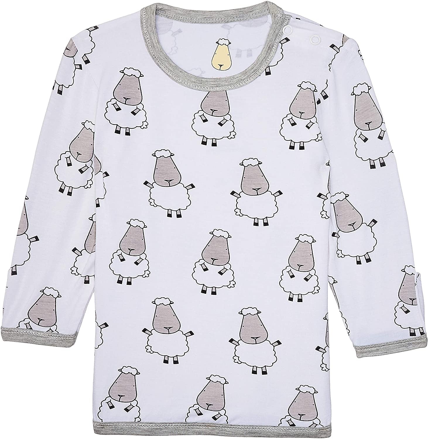 Baa Baa Sheepz Baby Long Sleeve Pyjama Set - Big Sheep White/Checkers Grey
