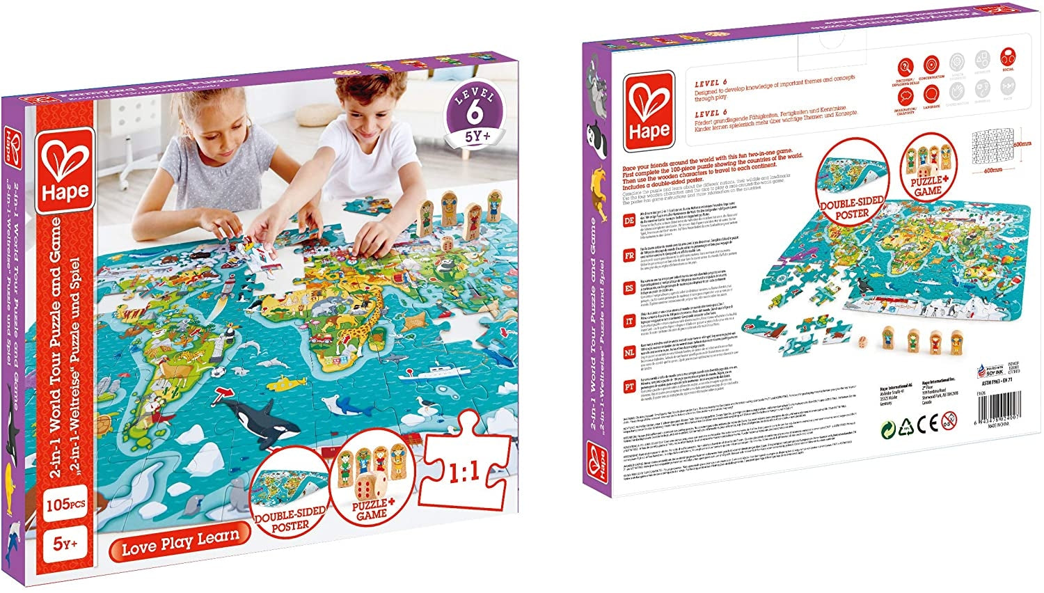 Hape 2-in-1 World Tour Puzzle and Game