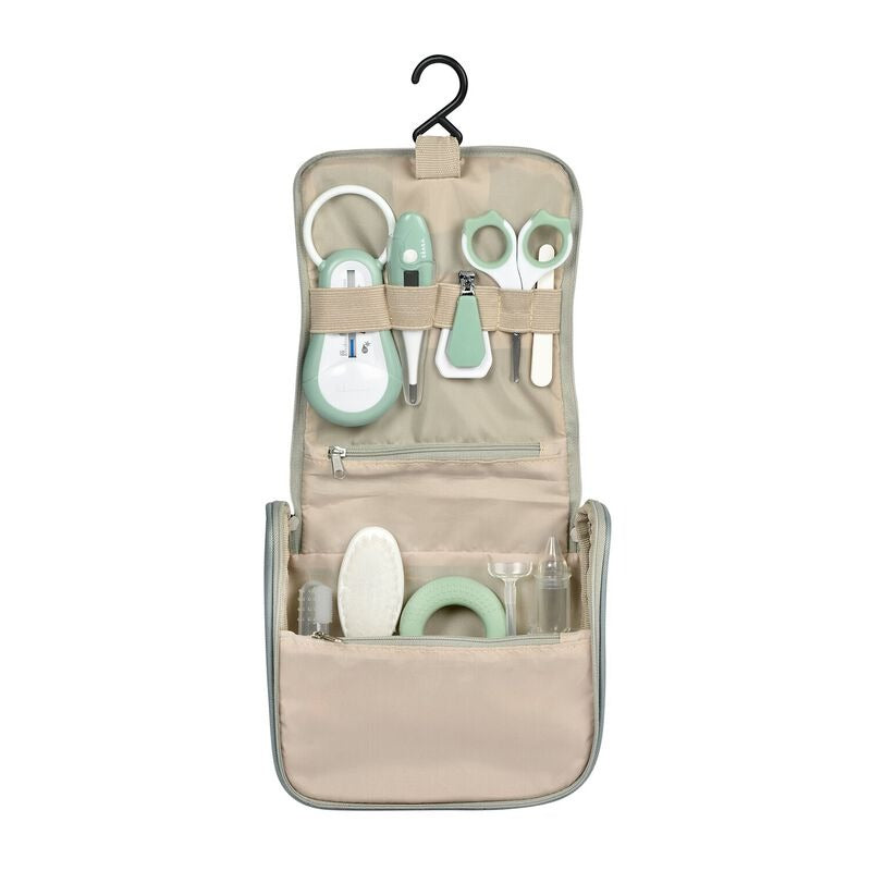 Beaba Grooming 9pc Set with Toiletry Bag - Sage Green
