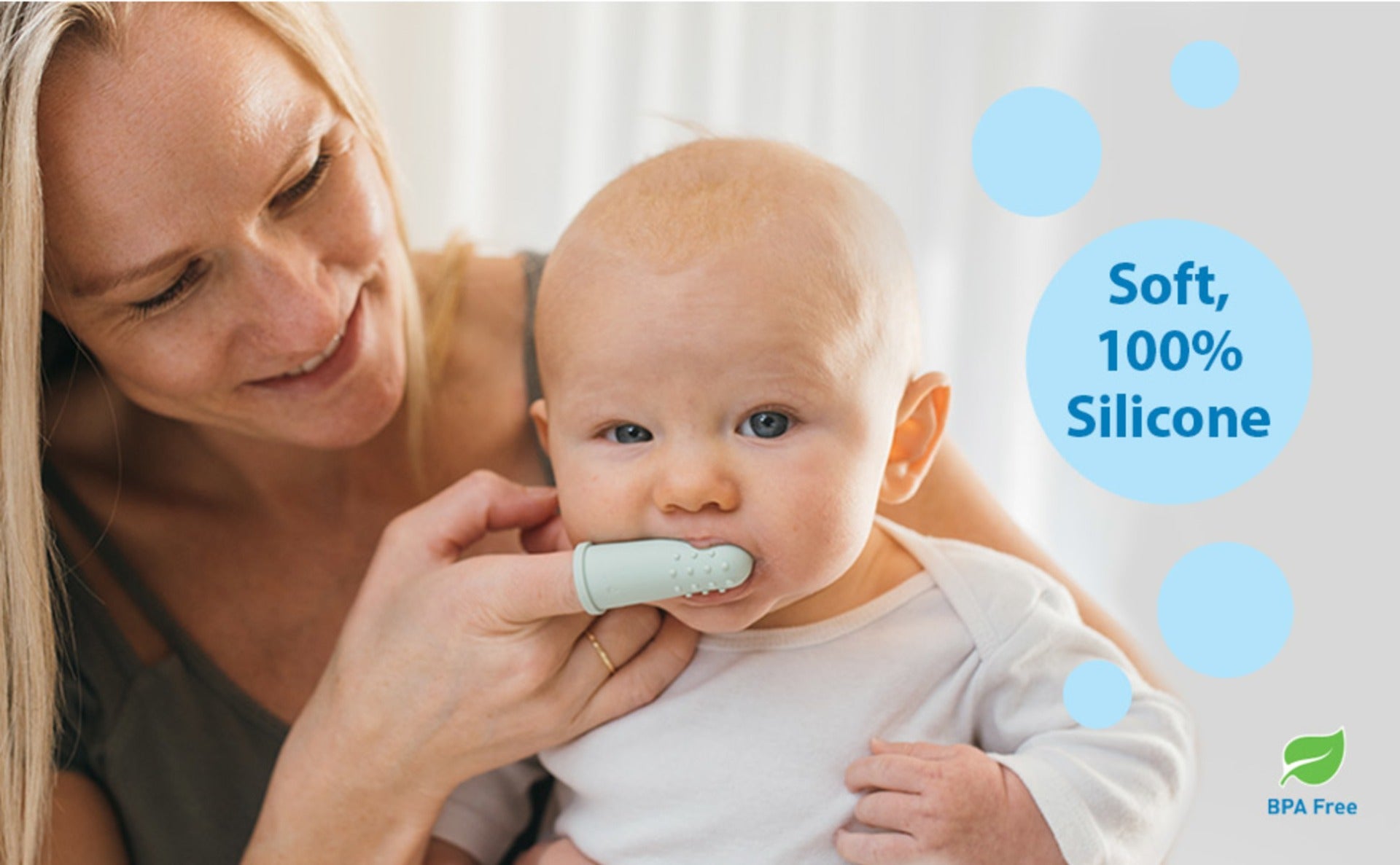 Dr. Brown's 100% Silicone Baby Finger Toothbrush, Gray/Yellow + Strawberry Baby Toothpaste for 0-3Y (Exp 12/26)