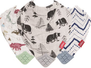 Nuby Muslin Bandana Bib w/ Teether, 3pk (3 Designs)