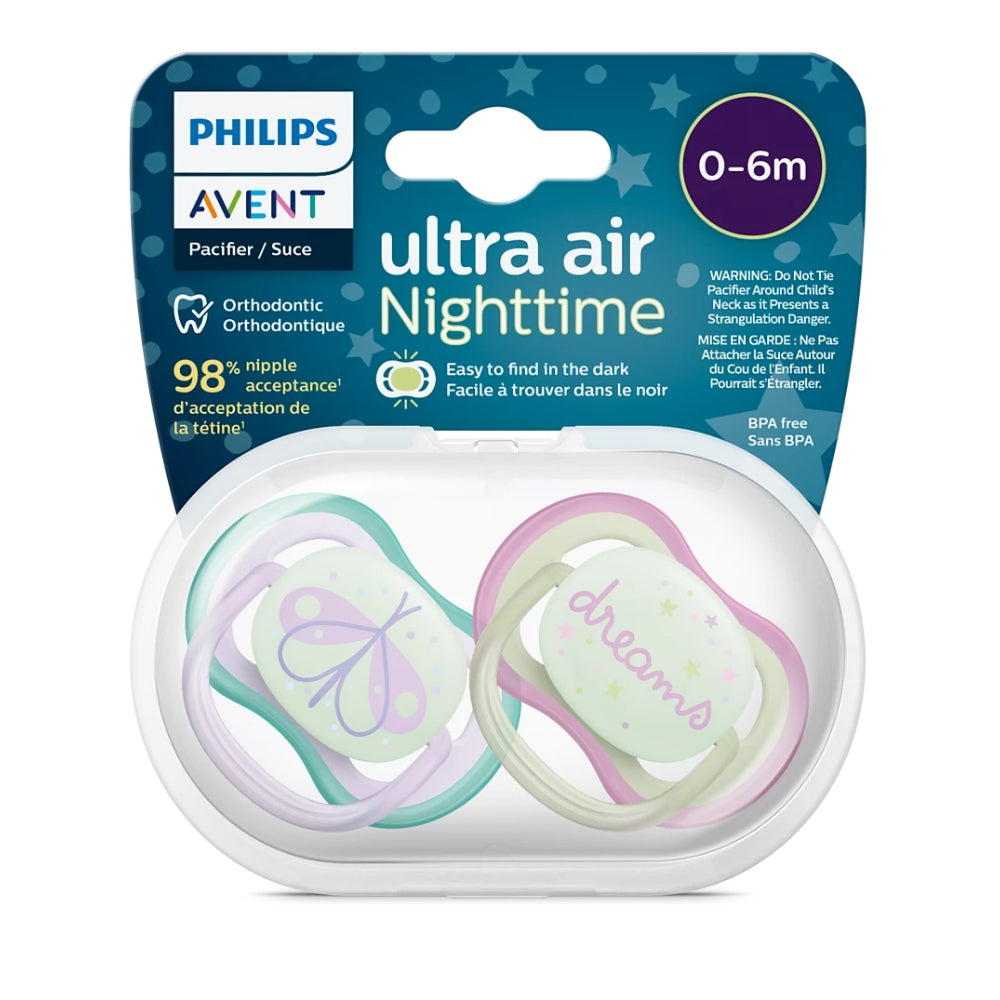 Philips Avent Ultra Air Night Pacifier, 2pk - 0-6M (2 colors)