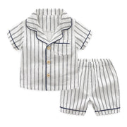 Retro Striped Cotton Pajamas - Toddler (White)